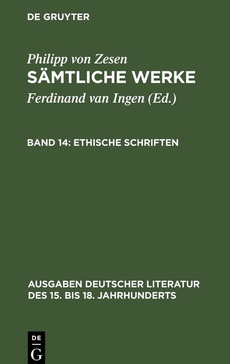 Philipp Von Zesen: Sämtliche Werke, Bd 14, Ethische Schriften, Buch