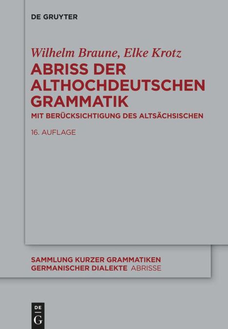 Wilhelm Braune: Abriss der althochdeutschen Grammatik, Buch
