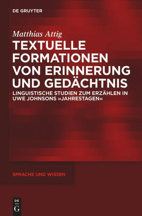 Matthias Attig: Textuelle Formationen von Erinnerung und Gedächtnis, Buch