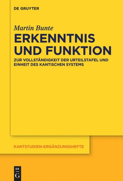 Martin Bunte: Erkenntnis und Funktion, Buch
