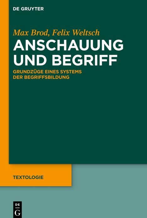Max Brod: Anschauung und Begriff, Buch