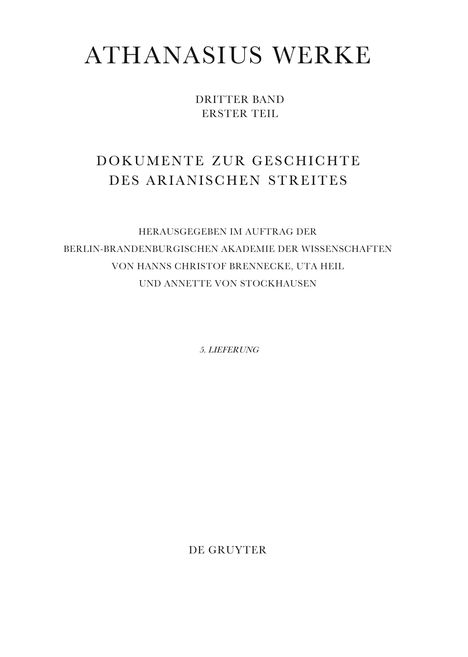 Athanasius Alexandrinus 318 Bis zum Vorabend, Buch