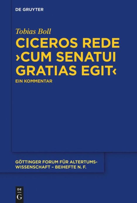 Tobias Boll: Ciceros Rede ¿cum senatui gratias egit¿, Buch