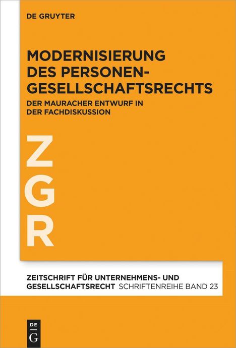 Modernisierung des Personengesellschaftsrechts, Buch