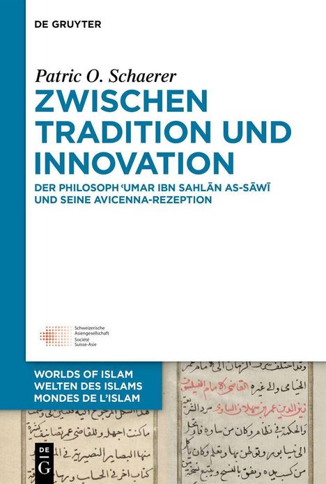„Zwischen Tradition und Innovation“ von Patric O. Schaerer, De Gruyter. Text auf antikem Manuskript-Hintergrund.