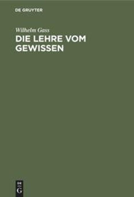 Wilhelm Gass: Die Lehre vom Gewissen, Buch