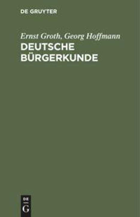 Georg Hoffmann: Deutsche Bürgerkunde, Buch