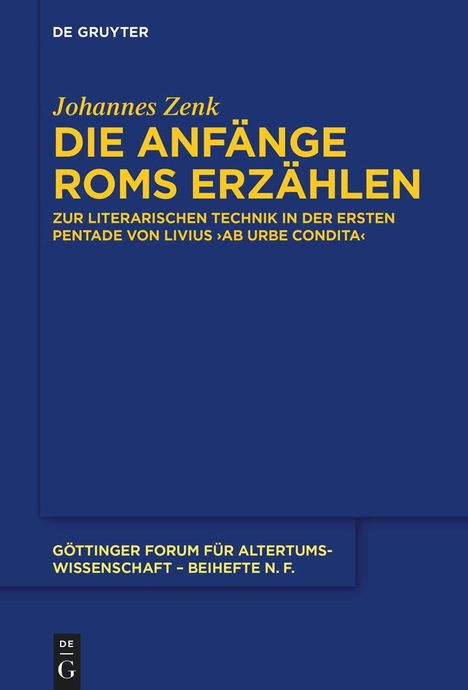 Johannes Zenk: Die Anfänge Roms erzählen, Buch