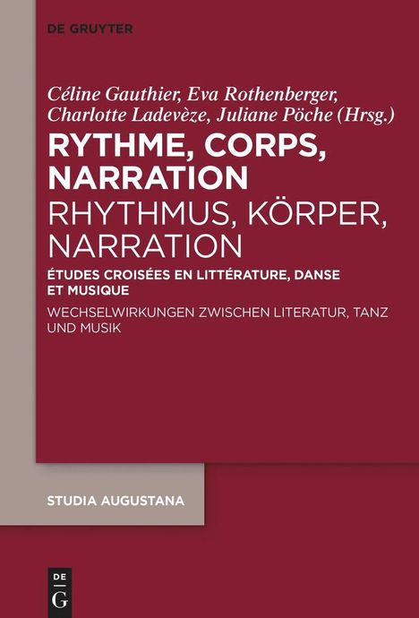 Titel: "RYTHME, CORPS, NARRATION" – Thema: Wechselwirkungen zwischen Literatur, Tanz und Musik. Gestaltung in Rot und Beige.
