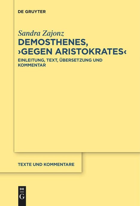 Sandra Zajonz: Demosthenes, ¿Gegen Aristokrates¿, Buch