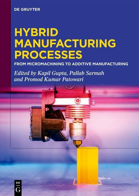 Titel: HYBRID MANUFACTURING PROCESSES; Detailfoto eines 3D-Druckers, der ein gelbes Objekt herstellt.