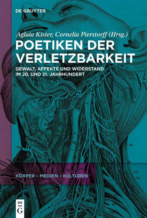 „Poetiken der Verletzbarkeit“ von Aglaia Kister und Cornelia Pierstorff. Anatomische Illustration in Blau.