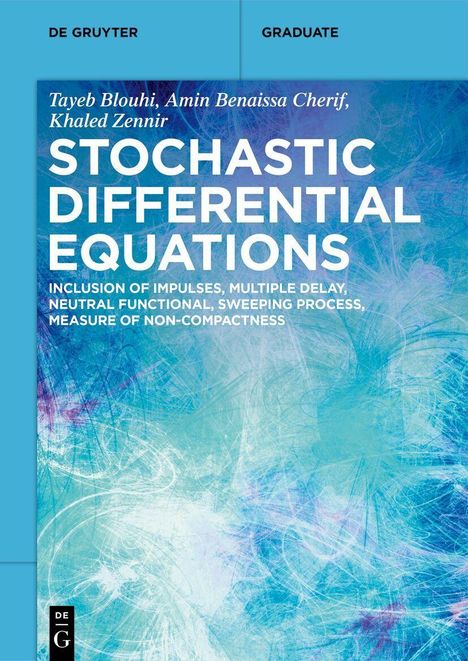 Blau-türkiser Hintergrund mit weißen, wirbelnden Linien. Oben: Autoren und Titel "Stochastic Differential Equations".