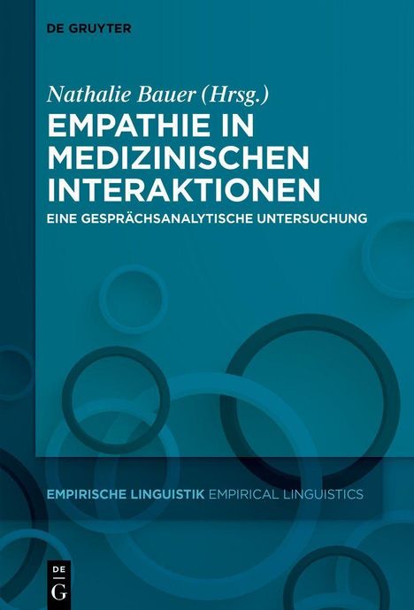 Titel: "Empathie in medizinischen Interaktionen". Autor: Nathalie Bauer. Blaues Design mit überlappenden Kreisen.