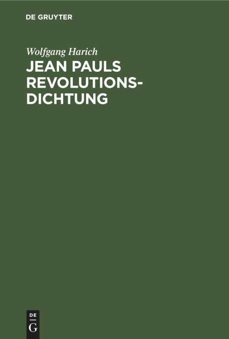 Wolfgang Harich: Jean Pauls Revolutionsdichtung, Buch