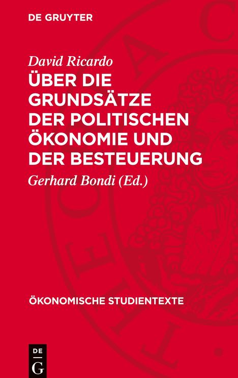 David Ricardo: Über die Grundsätze der politischen Ökonomie und der Besteuerung, Buch