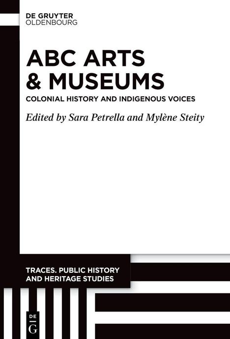 "ABC ARTS & MUSEUMS", "Edited by Sara Petrella and Mylène Steity", mit schwarzen und weißen geometrischen Elementen.