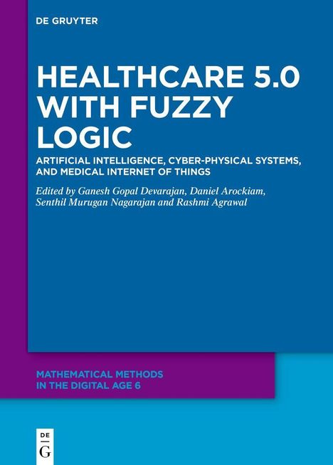 "Healthcare 5.0 with Fuzzy Logic", blaue und lila Bereiche, kleines Logo unten links.