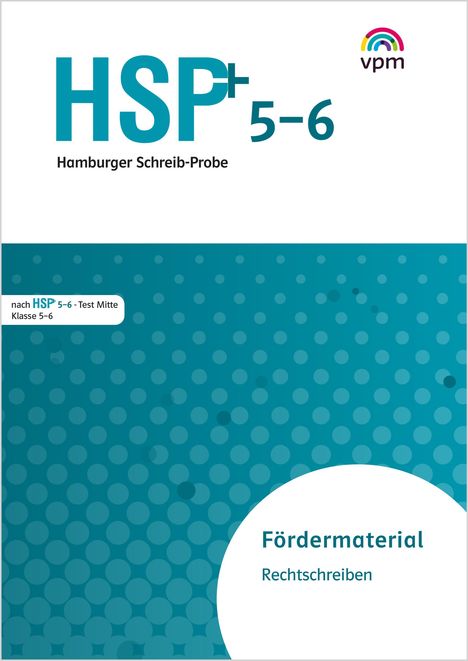 Text oben: "HSP+ 5-6, Hamburger Schreib-Probe". Unten: "Fördermaterial Rechtschreiben". Logo oben rechts.