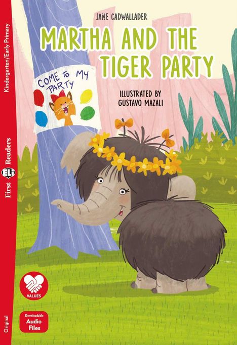 „Martha and the Tiger Party“; ein Mammut mit Blumenkranz, daneben ein Plakat „Come to my Party“ mit einem Tiger.