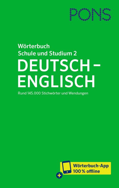 PONS Wörterbuch für Schule und Studium Englisch, Band 2 Deutsch-Englisch, 1 Buch und 1 Diverse