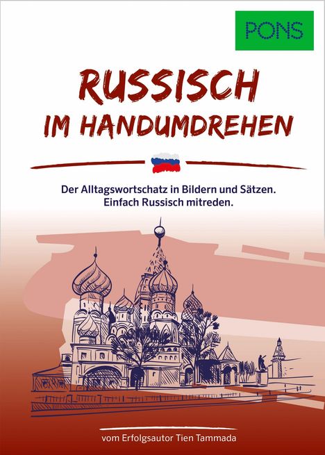 "Russisch im Handumdrehen", Alltagswortschatz, einfach Russisch mitreden. Illustration von russischer Architektur.
