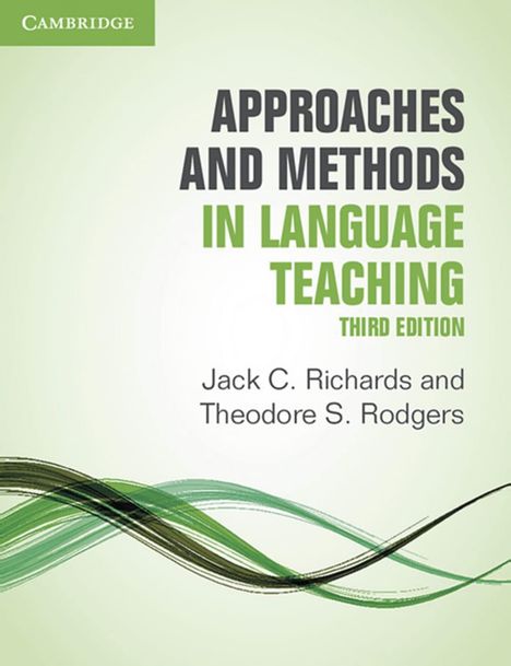 Titel: "Approaches and Methods in Language Teaching, Third Edition". Autoren: Jack C. Richards, Theodore S. Rodgers. Grüner Hintergrund mit geschwungenen Linien.