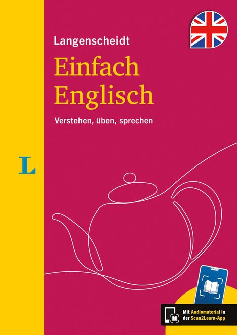 Langenscheidt, Einfach Englisch, Verstehen, üben, sprechen. Illustration einer Teekanne, UK-Flagge oben rechts.