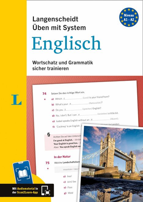 „Langenscheidt Üben mit System Englisch, Wortschatz und Grammatik sicher trainieren“. Cover mit Brücke.