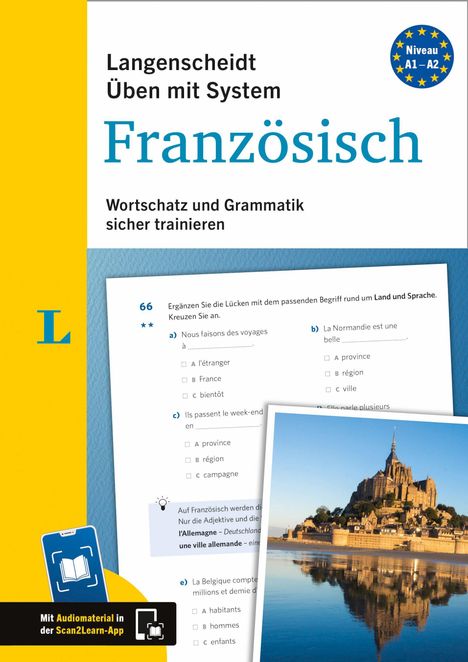 "Langenscheidt Üben mit System Französisch. Wortschatz und Grammatik sicher trainieren. Bild: Mont Saint-Michel."