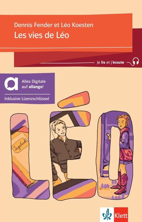 Titel: "Les vies de Léo". Autoren: Dennis Fender et Léo Koesten. Illustration von zwei Kindern. "Alles Digitale auf allango!"