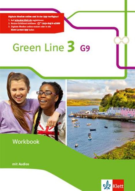 Green Line 3 G9. Workbook mit Audios Klasse 7, 1 Buch und 1 Diverse