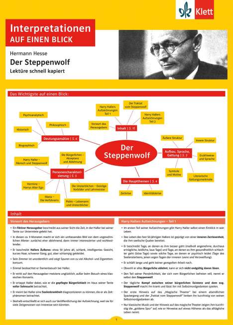 Interpretationen auf einen Blick Hermann Hesse, Der Steppenwolf, Buch