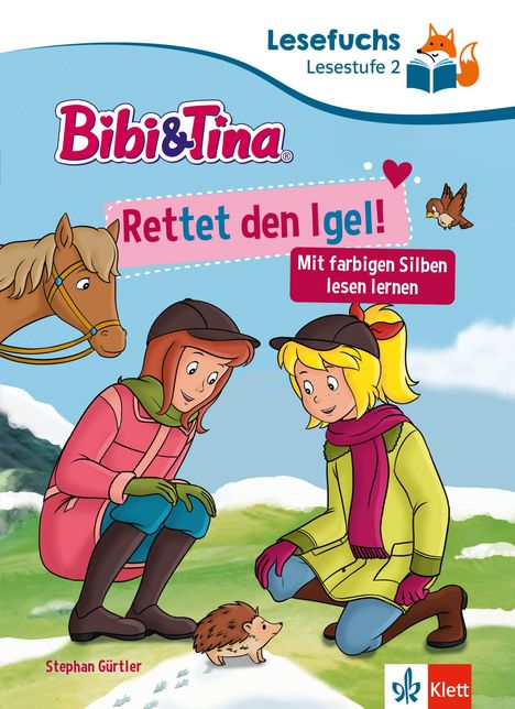 "Rettet den Igel!" Zwei Mädchen, ein Pferd und ein Igel in winterlicher Landschaft, abgebildet auf einem Cover.
