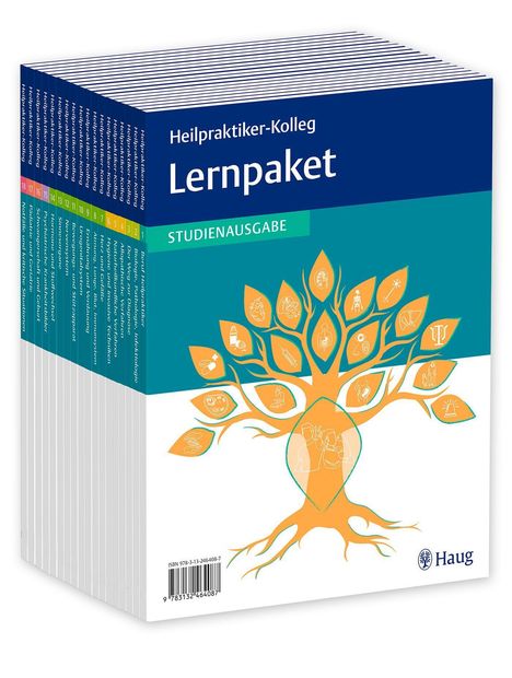"Heilpraktiker-Kolleg Lernpaket Studienausgabe"; ein stilisierter Baum mit Symbolen auf den Blättern.