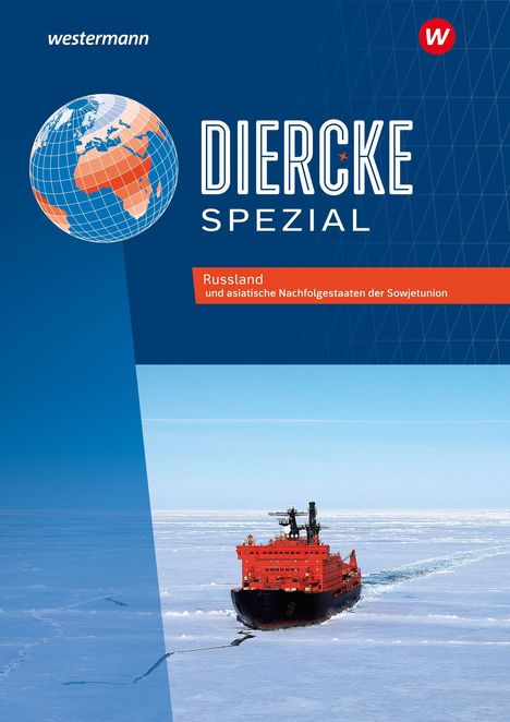 Titel: "Russland und asiatische Nachfolgestaaten der Sowjetunion". Illustration: Roter Eisbrecher im Eis.