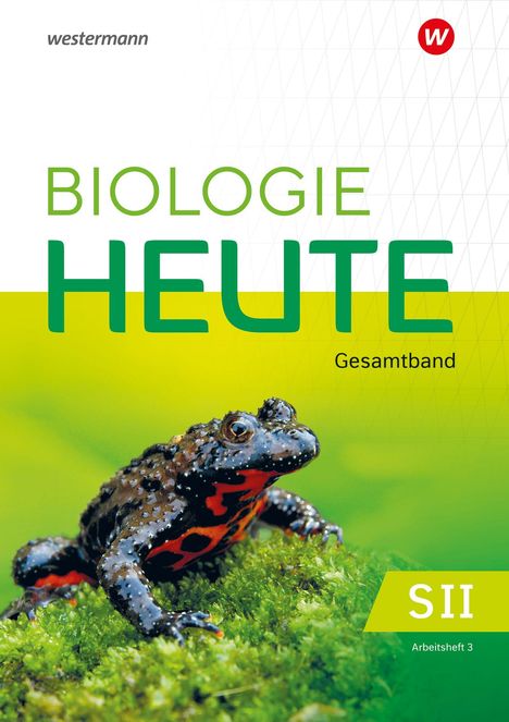 "BIOLOGIE HEUTE Gesamtband. SII Arbeitsheft 3. Ein Frosch mit leuchtend roter Bauchzeichnung auf Moos."