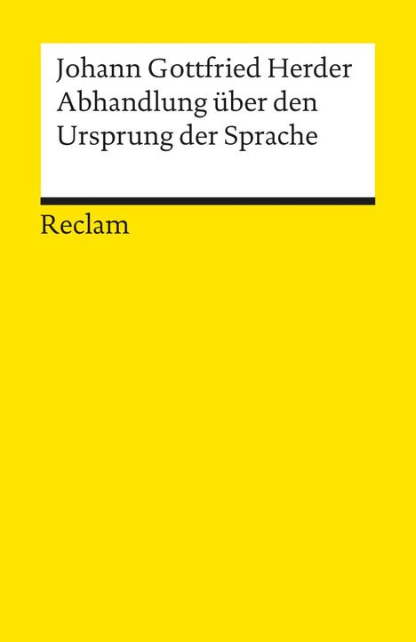 Johann G Herder: Abhandlung über den Ursprung der Sprache, Buch