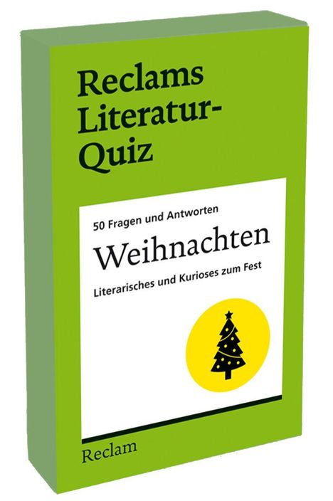 "Reclams Literatur-Quiz: Weihnachten. 50 Fragen und Antworten. Literarisches und Kurioses zum Fest." Grünes Cover.