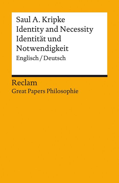 Saul A. Kripke: Identity and Necessity / Identität und Notwendigkeit, Buch