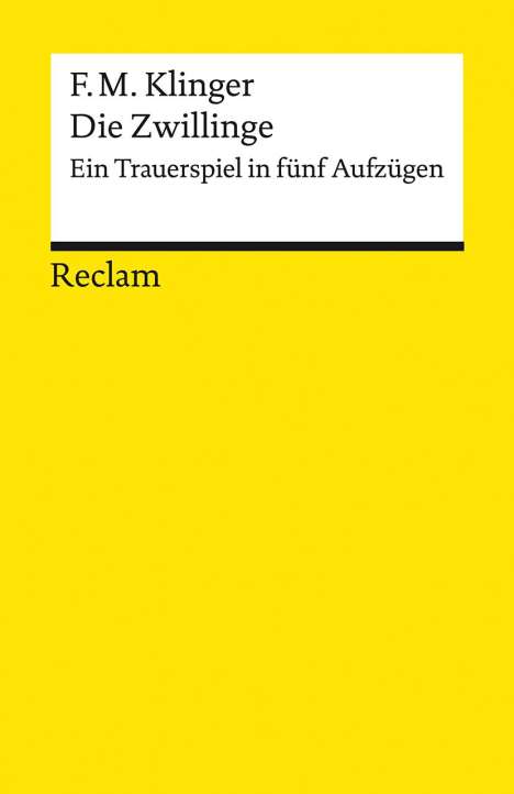 Friedrich Maximilian Klinger: Die Zwillinge, Buch