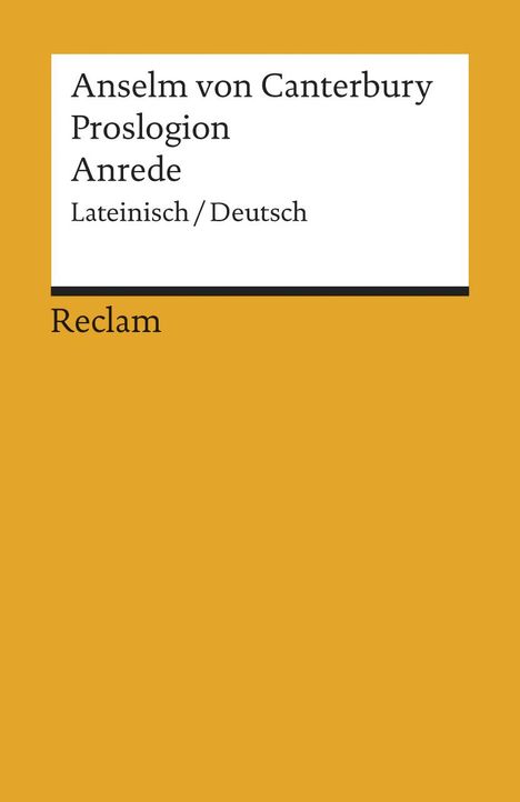 Anselm von Canterbury: Proslogion / Anrede, Buch