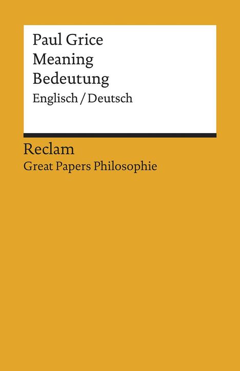 Paul Grice: Meaning / Bedeutung, Buch