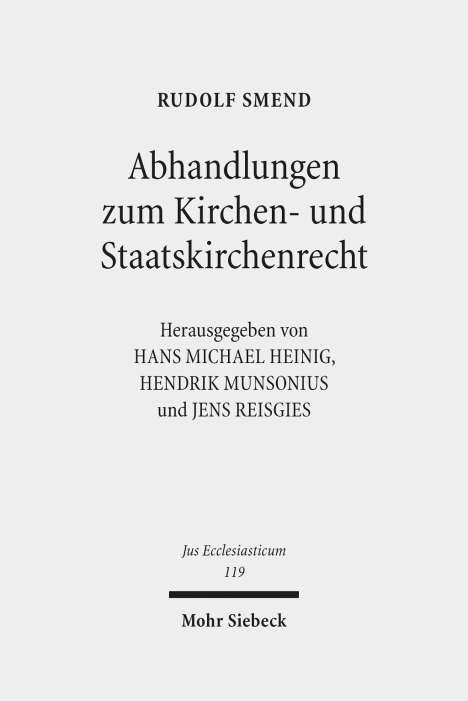 Rudolf Smend: Abhandlungen zum Kirchen- und Staatskirchenrecht, Buch