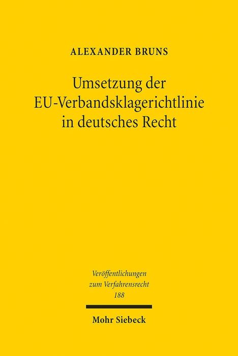 Alexander Bruns: Bruns, A: Umsetzung der EU-Verbandsklagerichtlinie, Buch
