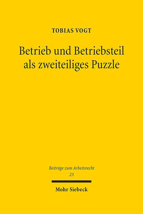 Tobias Vogt: Betrieb und Betriebsteil als zweiteiliges Puzzle, Buch