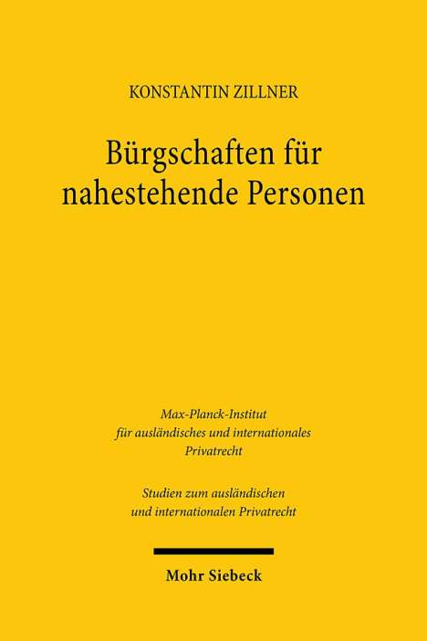 Konstantin Zillner: Bürgschaften für nahestehende Personen, Buch