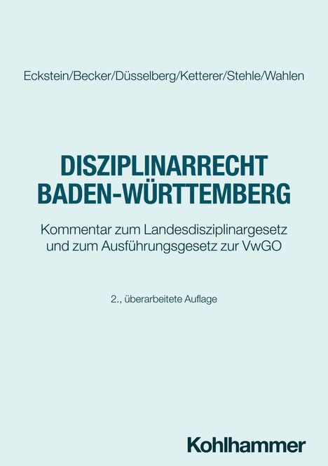 Christoph Eckstein: Disziplinarrecht Baden-Württemberg, Buch