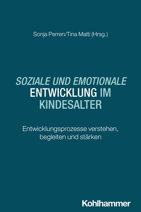 „SOZIALE UND EMOTIONALE ENTWICKLUNG IM KINDESALTER“. Einfache blaue Buchcovergestaltung.
