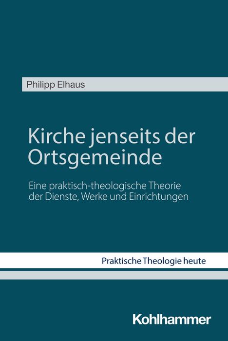 Weißer Text auf dunklem Hintergrund: Titel "Kirche jenseits der Ortsgemeinde" von Philipp Elhaus.